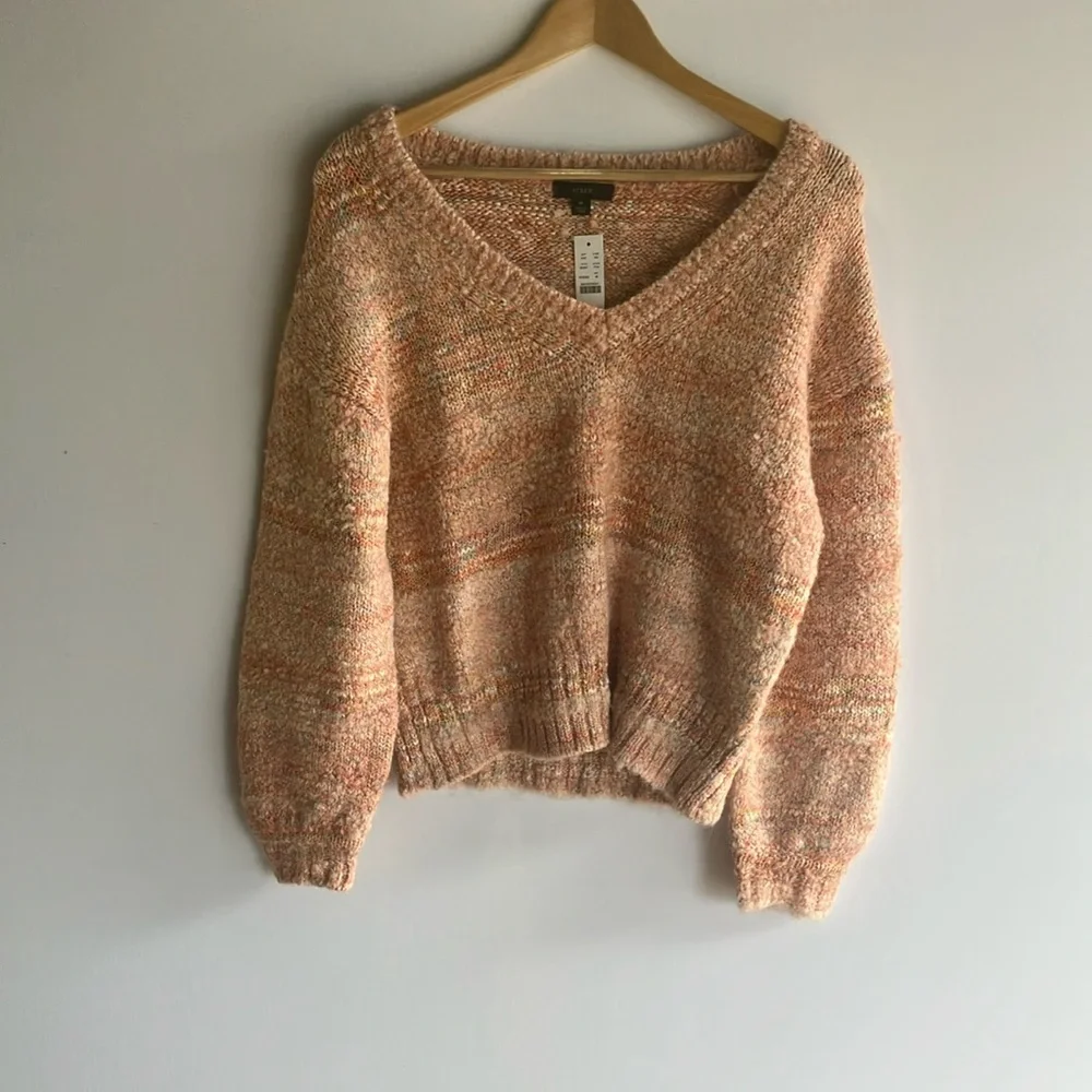 J. Crew Orange V-Neck Sweater Soft Knit
